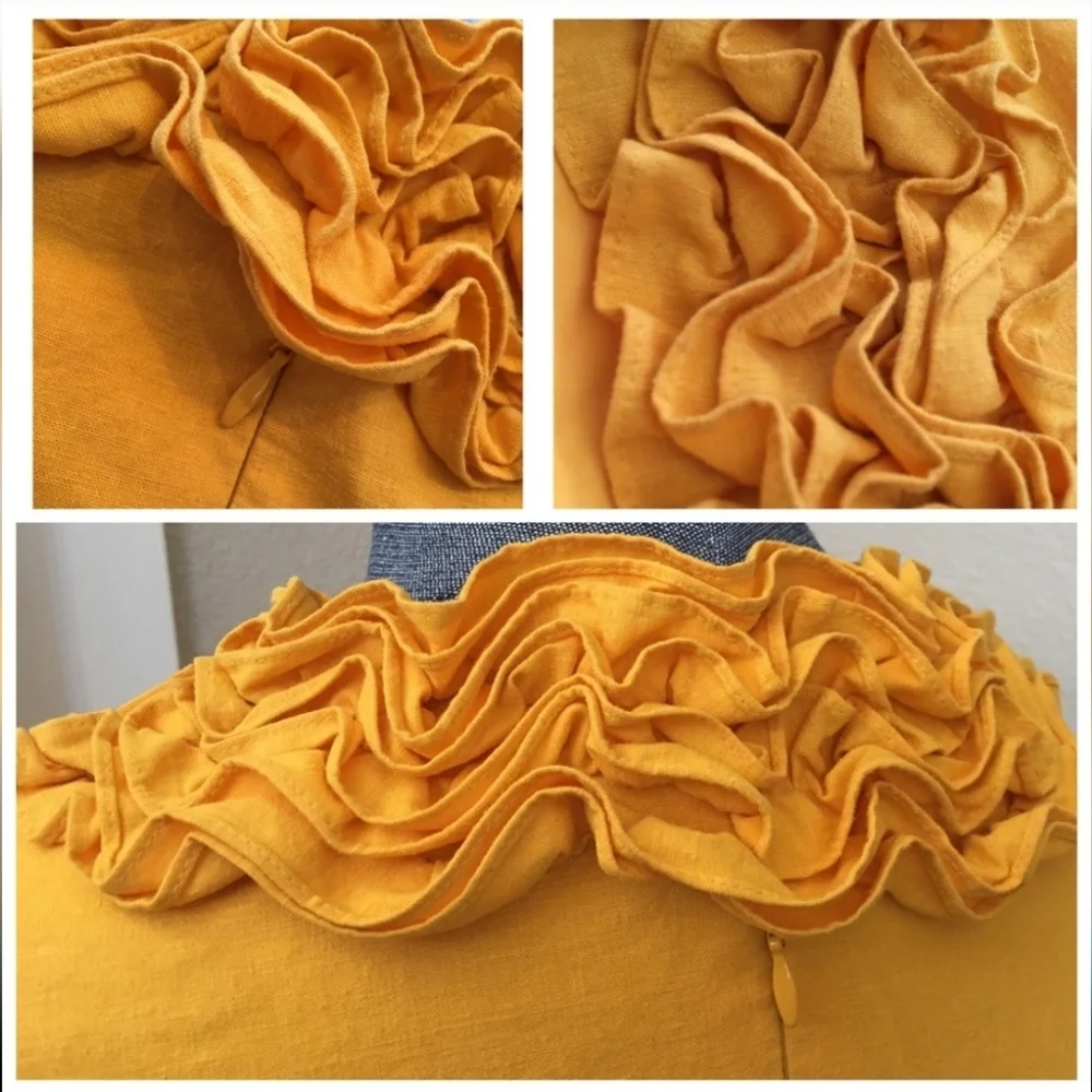 Cache Golden Yellow Ruffle Midi Dress Size 12 • Romantic Vintage-Inspired Style - Picture 7 of 13